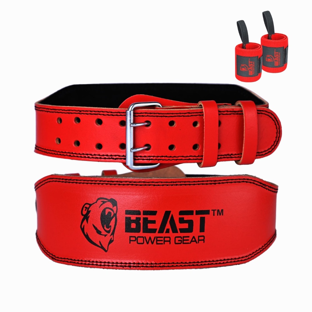 Weight Lifting Belt 4inch Leather Belt With Free Wrap - Foam Padded Back Support